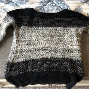 Express black and white fuzzy sweater
